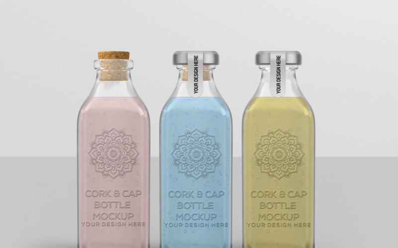 Cork & Cap Bottle Packaging Mockup Product Mockup