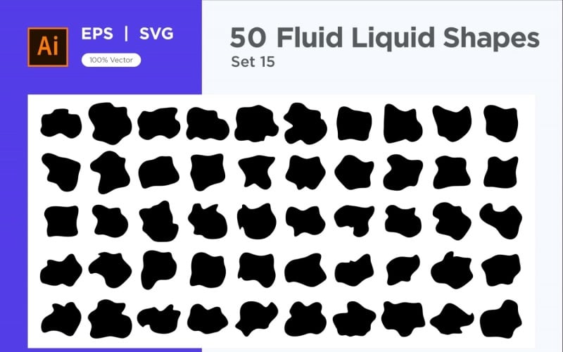 Fluid Liquid Shape V1 50 SET 15 Vector Graphic