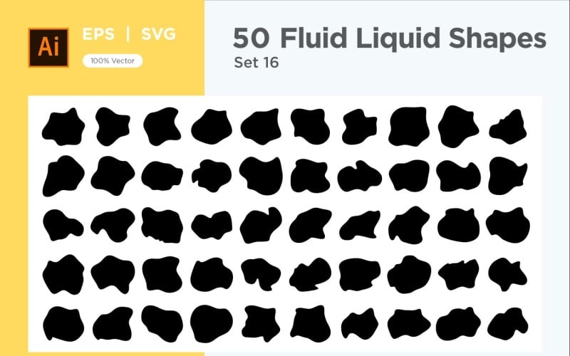 Fluid Liquid Shape V1 50 SET 16 Vector Graphic