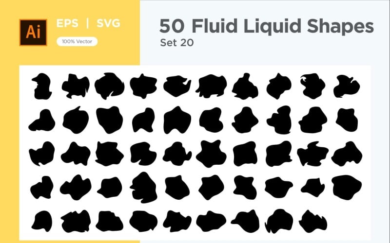 Fluid Liquid Shape V1 50 SET 20 Vector Graphic