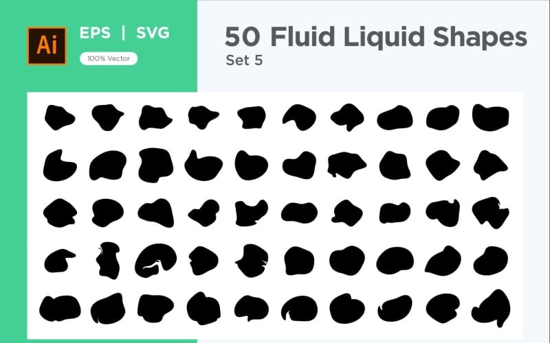 Fluid Liquid Shape V1 50 SET 5 Vector Graphic
