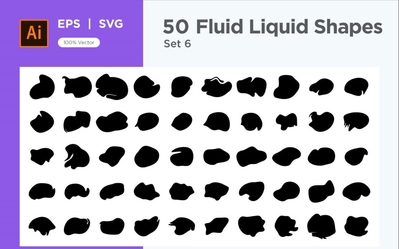 Fluid Liquid Shape V1 50 SET 6 Vector Graphic