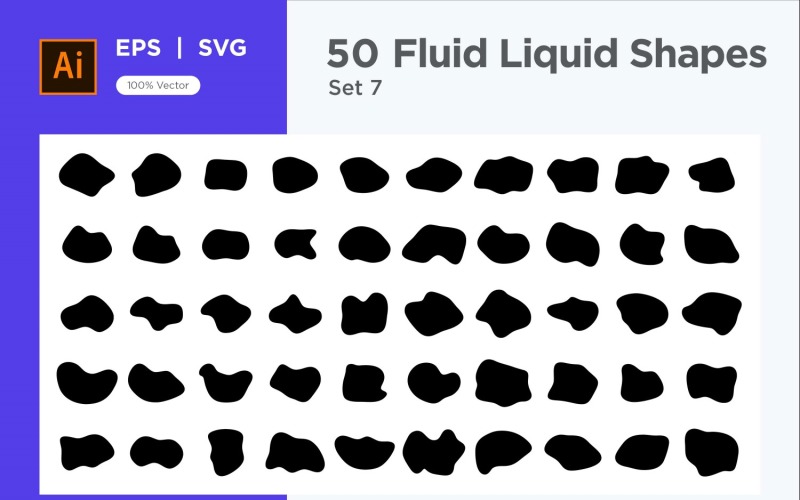 Fluid Liquid Shape V1 50 SET 7 Vector Graphic