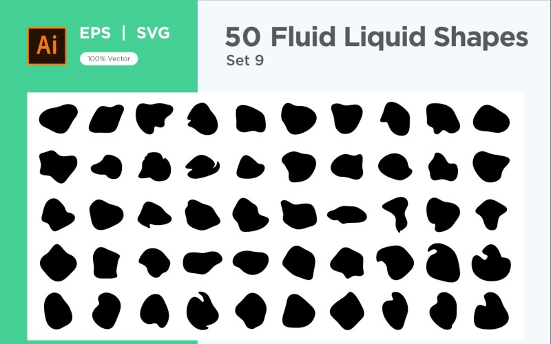 Fluid Liquid Shape V1 50 SET 9 Vector Graphic