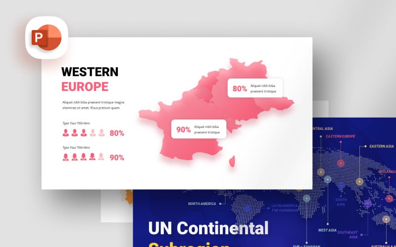 United Nation Subregion Map Presentation Template PowerPoint Template