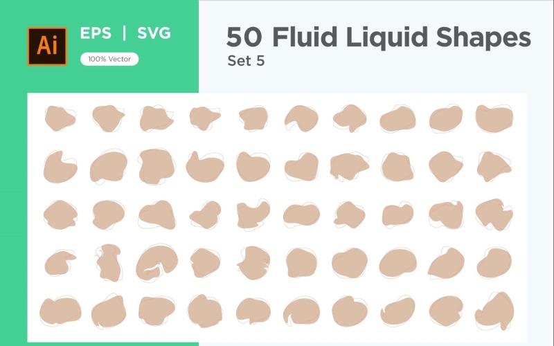 Fluid Liquid Shape V2 50 SET 5 Vector Graphic