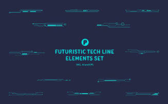 Futuristic Tech Line Elements Set