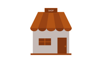 Shop illustrated in vector on background and colored