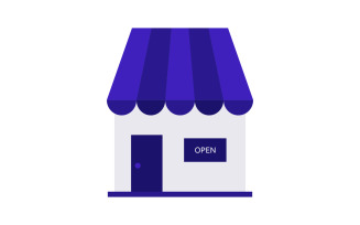 Shop illustrated on background and colored in vector