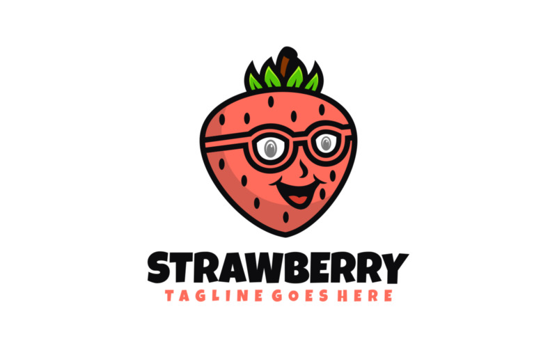 Strawberry Mascot Cartoon Logo Logo Template