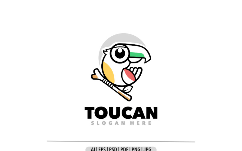 Toucan line art mascot cartoon logo design Logo Template