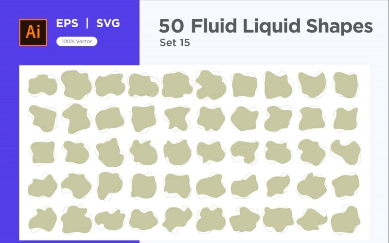 Fluid Liquid Shape V3 50 SET 15 Vector Graphic