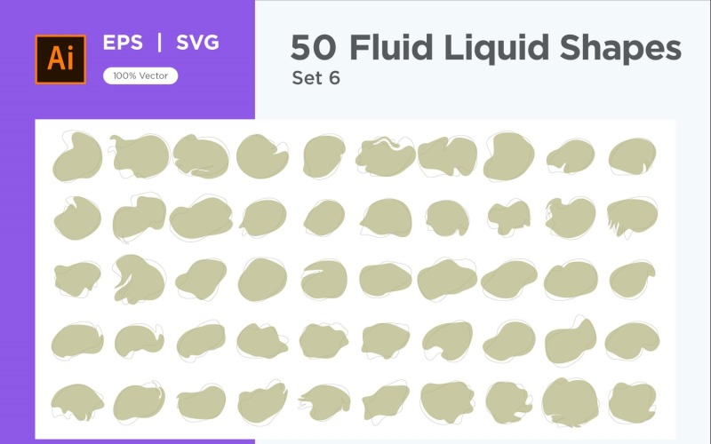 Fluid Liquid Shape V3 50 SET 6 Vector Graphic
