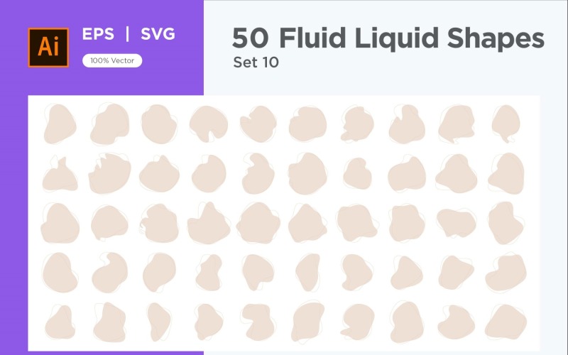 Fluid Liquid Shape V4 50 SET 10 Vector Graphic