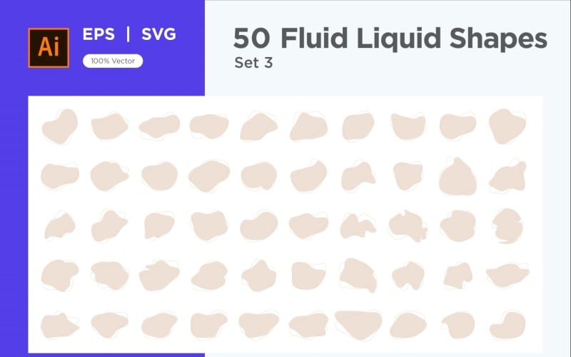 Fluid Liquid Shape V4 50 SET 3 Vector Graphic