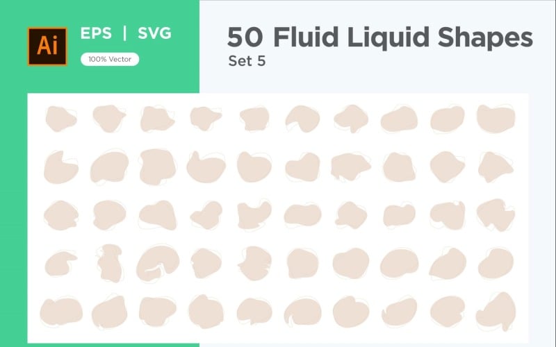 Fluid Liquid Shape V4 50 SET 5 Vector Graphic