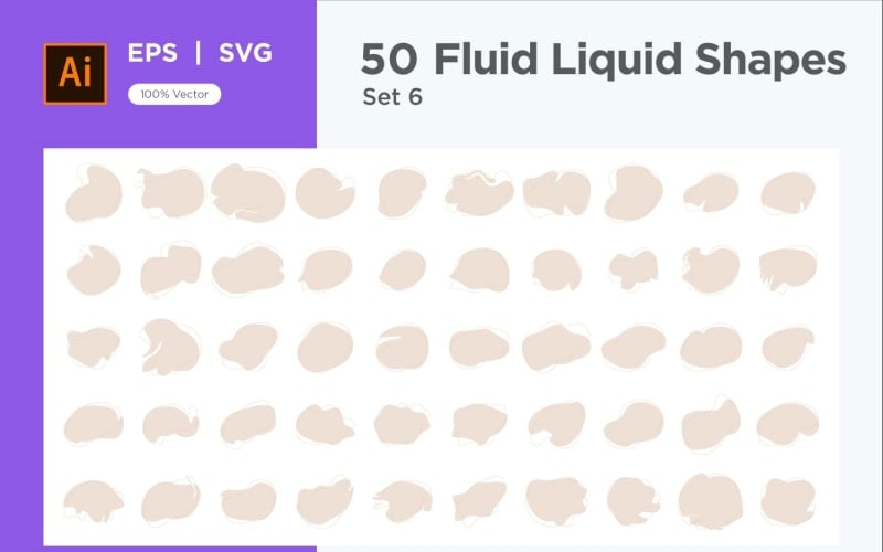Fluid Liquid Shape V4 50 SET 6 Vector Graphic