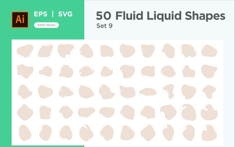 Fluid Liquid Shape V4 50 SET 9 Vector Graphic