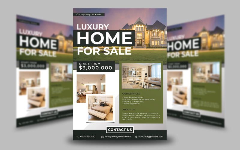 Luxury Home For Sale Flyer Template Corporate Identity