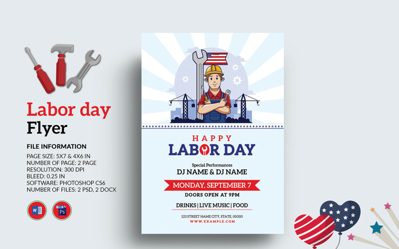 Us Labor Day Party Invitation Flyer Template Corporate Identity