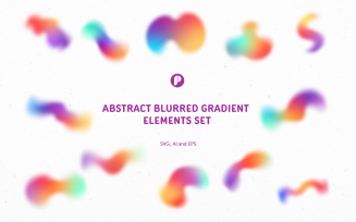 Abstract Blurred Gradient Elements Set