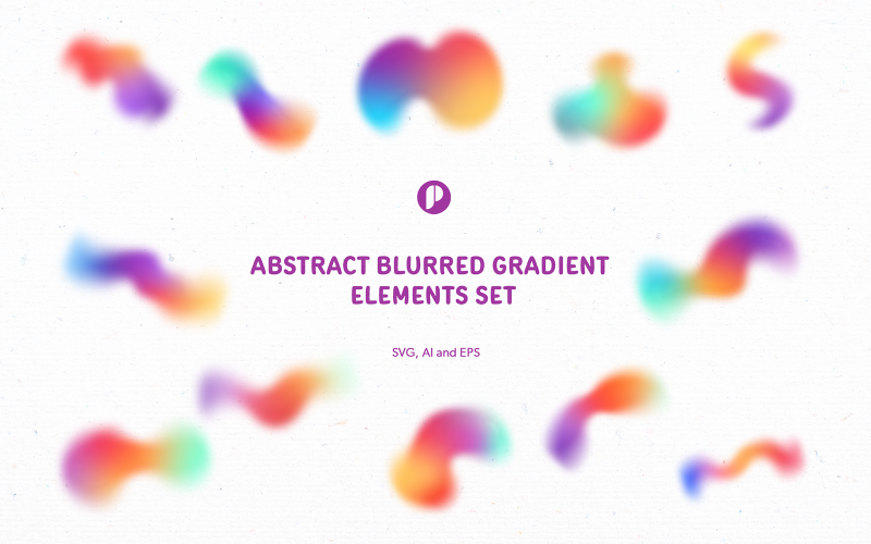 Abstract Blurred Gradient Elements Set Illustration