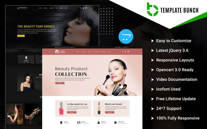 Aesthetic - Salon and Cosmetic - Responsive OpenCart Theme for eCommerce OpenCart Template