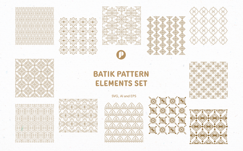 Batik Pattern Elements Set Illustration