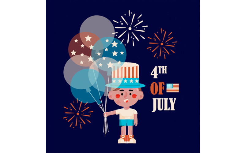 Boy Celebrating American Independence Day Illustration