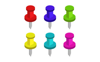 Isometric push pin on a white background illustrated in vector