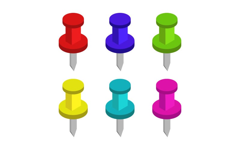 Isometric push pin on a white background illustrated in vector Vector Graphic