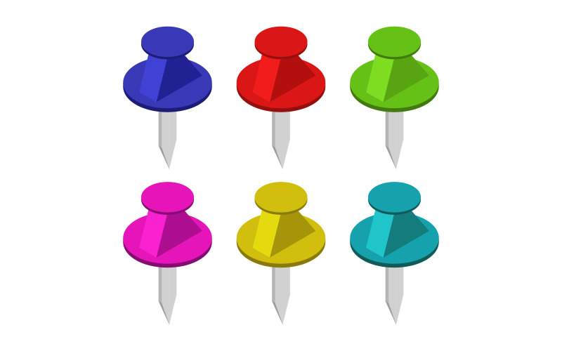 Isometric push pin on white background in vector Vector Graphic