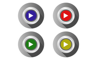 Play colorful button on white background in vector