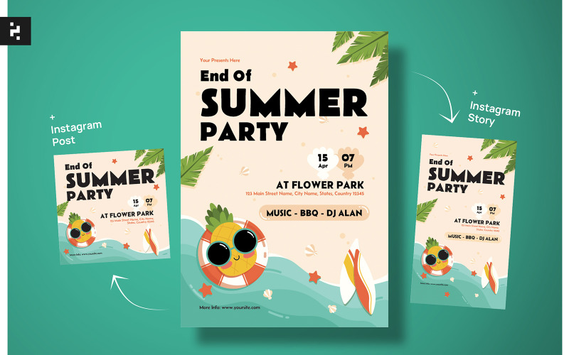 End of Summer Party Flyer Corporate Identity