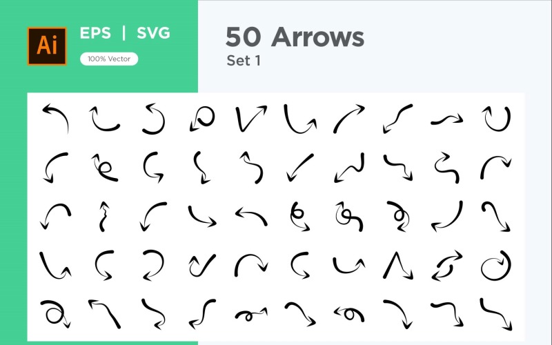 Hand Drawn Abstract Arrow Design 50 SET V 1 Vector Graphic