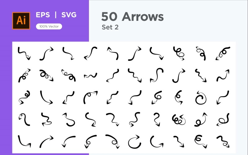Hand Drawn Abstract Arrow Design 50 SET V 2 Vector Graphic