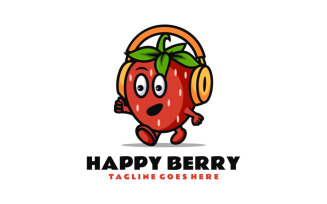 Happy Berry Mascot Cartoon Logo