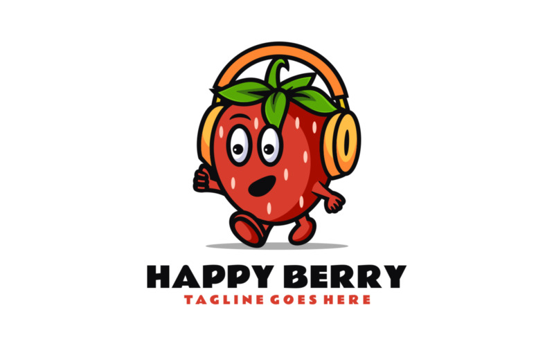 Happy Berry Mascot Cartoon Logo Logo Template