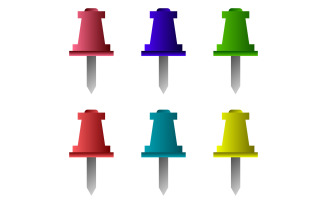 Push pin illustrated on white background in vector and colored