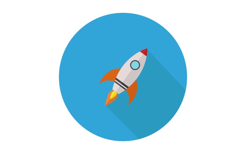 Rocket illustrated on a white background in vector and colored Vector Graphic