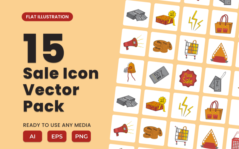 Sale 2D Icon Illustration Set Vol 1 Vector Graphic