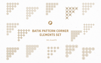 Batik Pattern Corner Elements Set