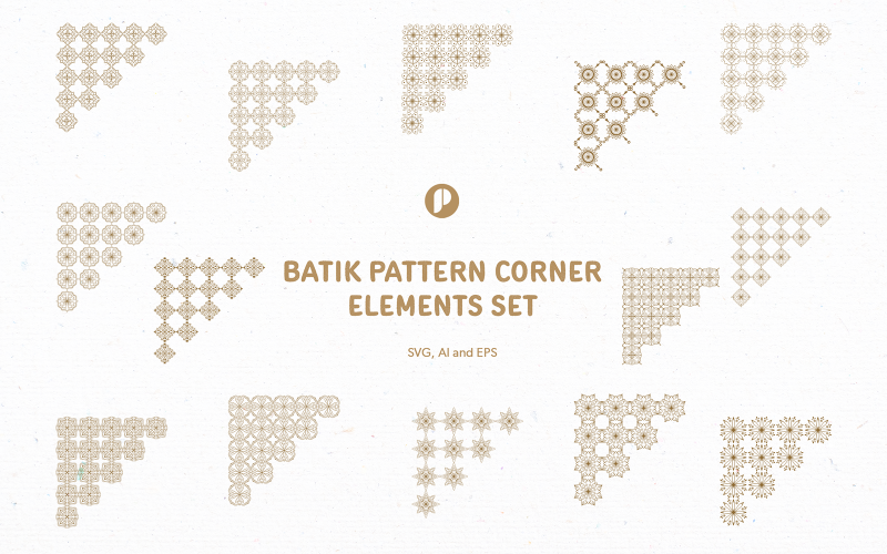 Batik Pattern Corner Elements Set Illustration