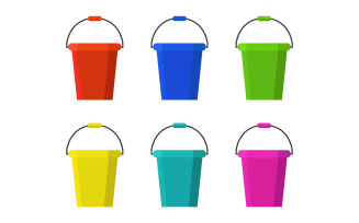 Bucket on white and colored background