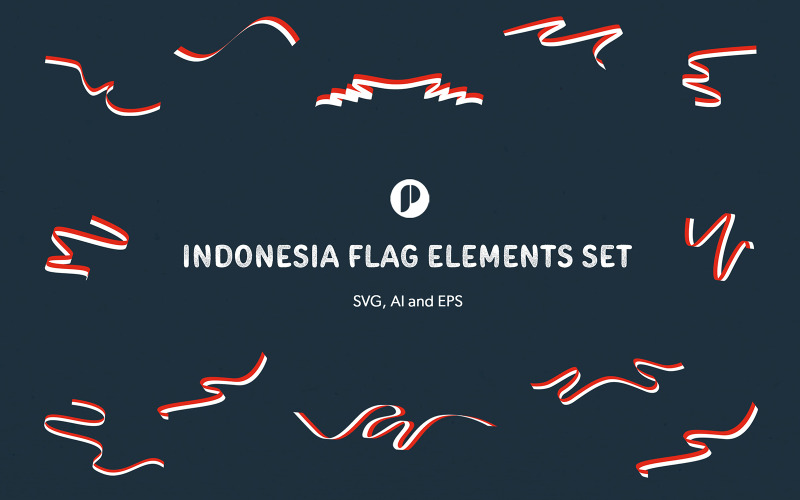 Indonesia Flag Elements Set Illustration