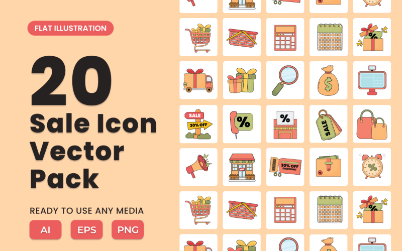 Sale 2D Icon Illustration Set Vol 3 Vector Graphic
