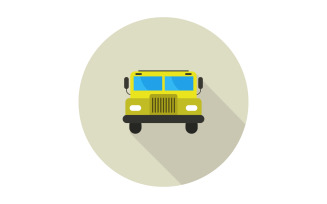 School bus on white and colored background