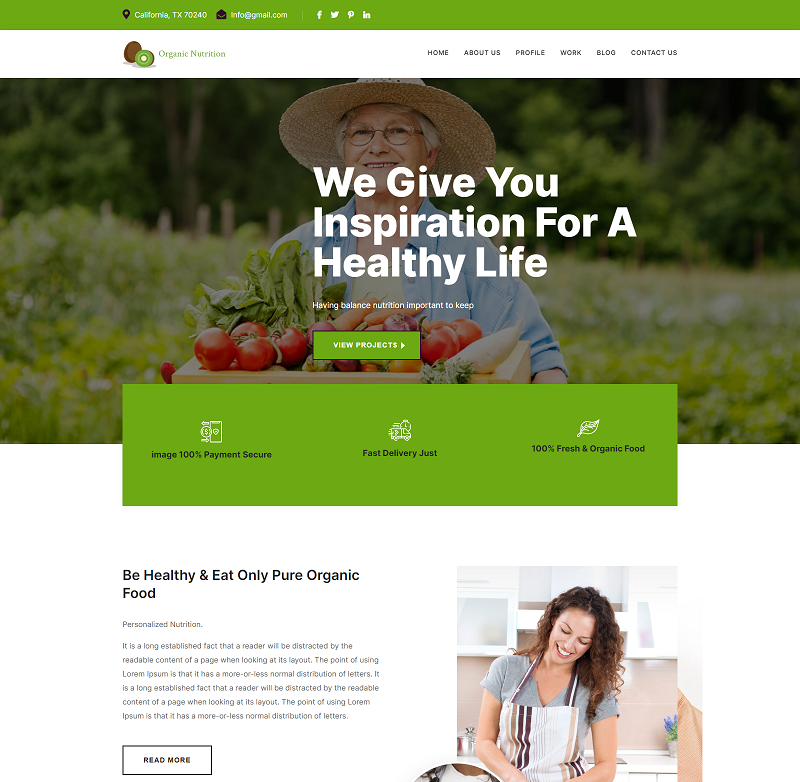 Organic Nutrition & Health Services Landing HTML Template