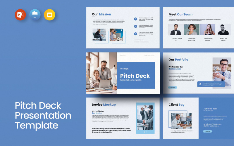 Business Pitch Deck Presentation Layout PowerPoint Template