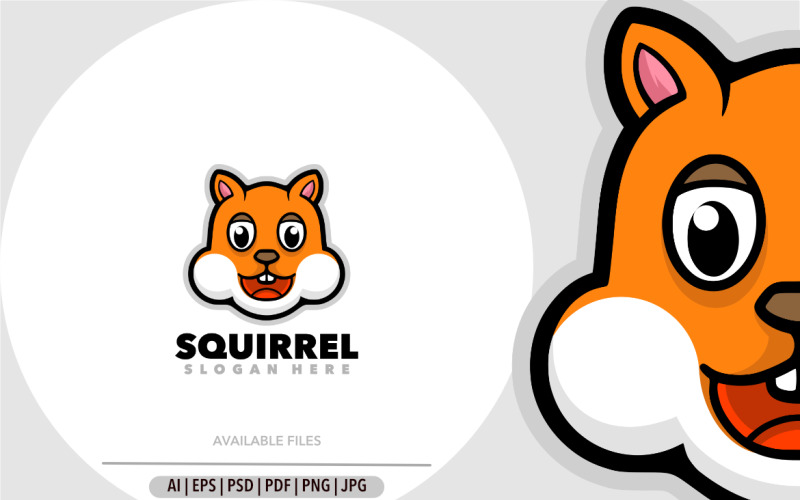 Cute squirrel cartoon mascot design Logo Template